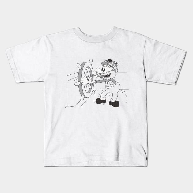 Steamboat Willie Kids T-Shirt by gekygoly